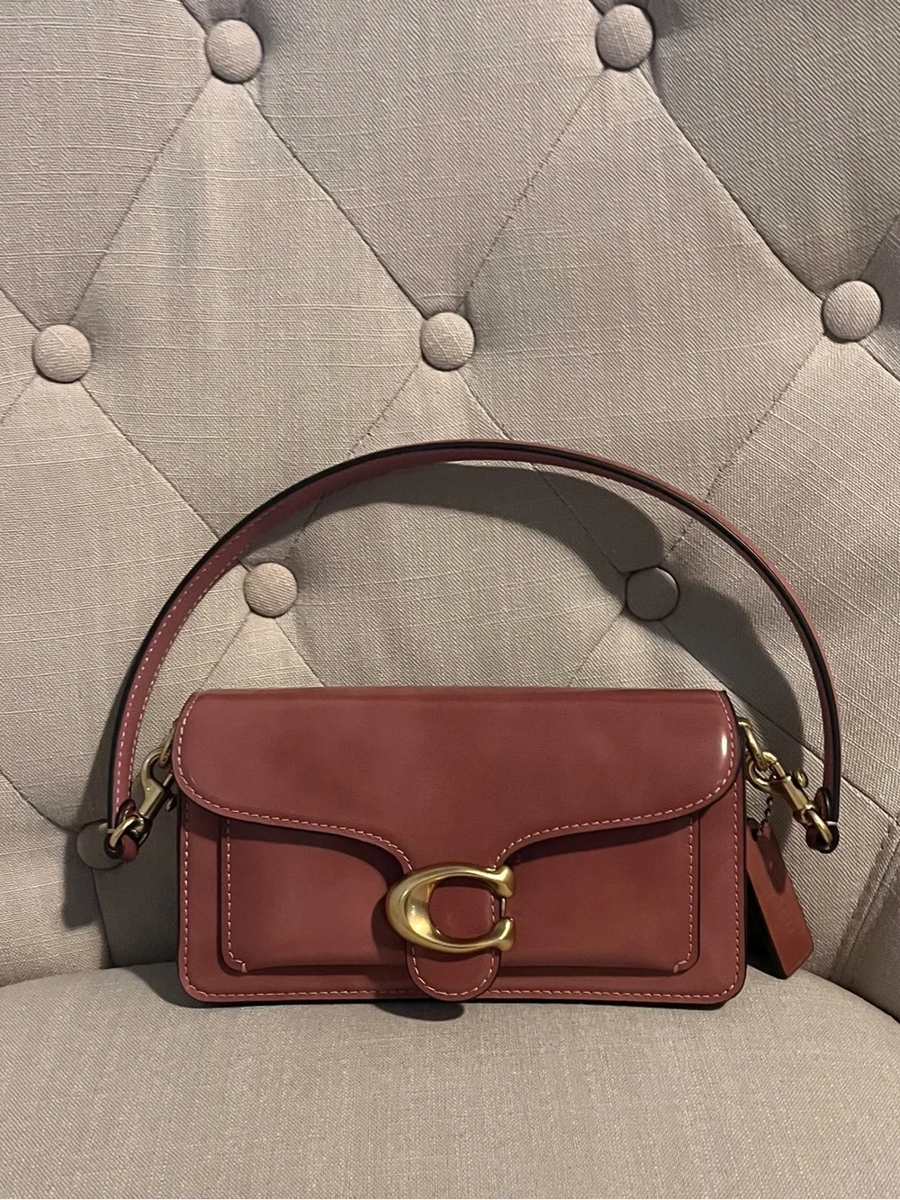 NWOT Coach, The Tabby bag 20, leather, in peony.